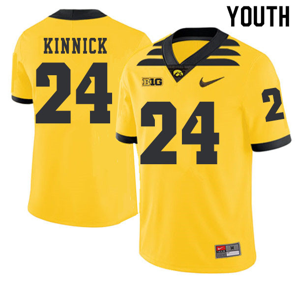 2019 Youth #24 Nile Kinnick Iowa Hawkeyes College Football Alternate Jerseys Sale-Gold